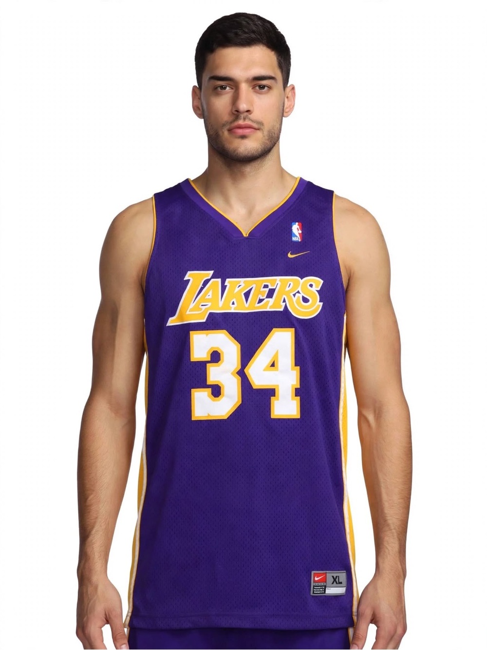 Nike Purple and Gold Lakers #34 Basketball Jersey